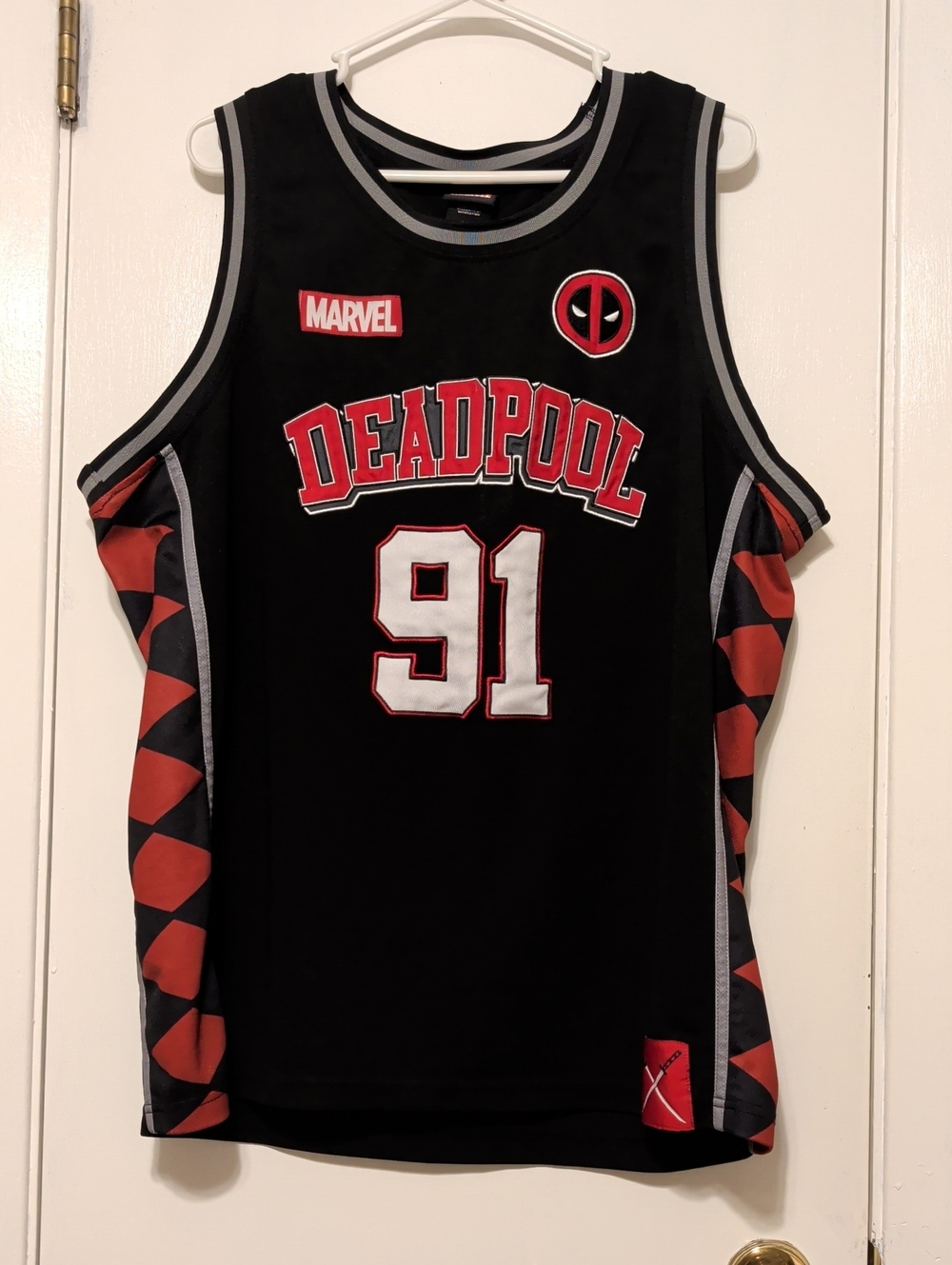 Marvel Deadpool Black and Red Basketball Jersey 91